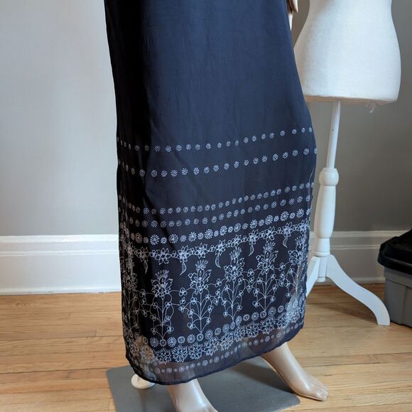 Vintage 1990s Rampage Slip Dress Floral Cottage Slit Whimsygoth Size 3 - Picture 7 of 16